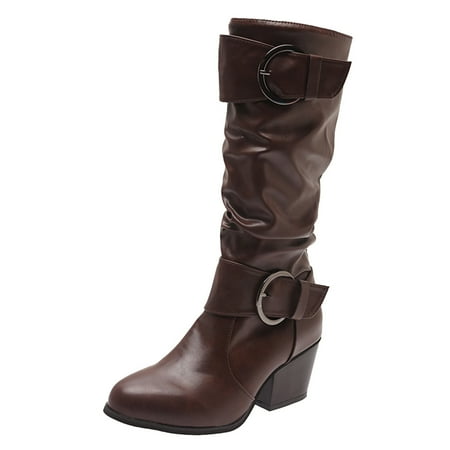 Fashion Women Square Heels Artificial Leather Buckle Strap Mid Calf Boots Round Toe Shoes
Fashion Women Square Heels Artificial Leather Buckle Strap Mid Calf Boots Round Toe Shoes