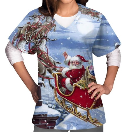 jsaierl Women Christmas Scrub Tops V-Neck Short Sleeve Deer Print Top Nurse Uniform Working T Shirts Comfy Soft Blouse Tees with Pockets
jsaierl Women Christmas Scrub Tops V-Neck Short Sleeve Deer Print Top Nurse Uniform Working T Shirts Comfy Soft Blouse Tees with Pockets