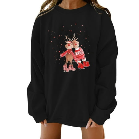 Women s Print Sweatshirts Funny Elk Print Crewneck Pullover Sweatshirt Casual Long Sleeve Shirt Blouse
Women s Print Sweatshirts Funny Elk Print Crewneck Pullover Sweatshirt Casual Long Sleeve Shirt Blouse