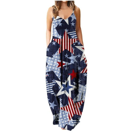 YanHoo Women s Independence Day Dresses Sexy V Neck Sleeveless Sling Pockets Dress Summer Casual Loose Maxi Dress
YanHoo Women s Independence Day Dresses Sexy V Neck Sleeveless Sling Pockets Dress Summer Casual Loose Maxi Dress