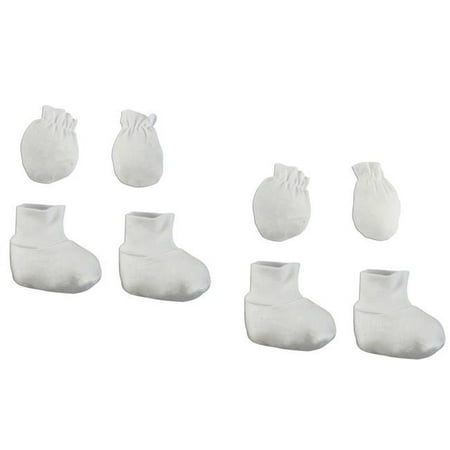Infant Booties & Mitten Set White - Pack of 2