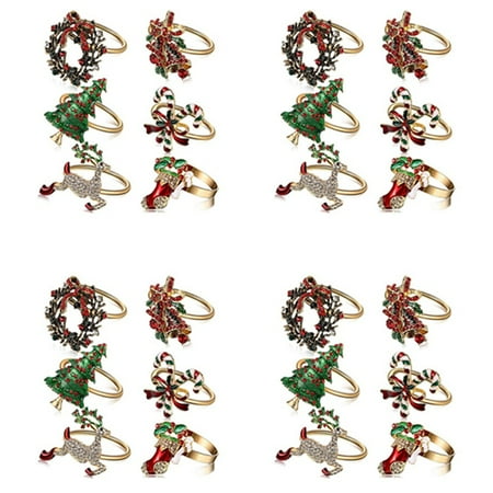 24Pcs Christmas Napkin Rings Xmas Napkin Holder Rings Wreath for Holiday Party Dinner Table Decoration
24Pcs Christmas Napkin Rings Xmas Napkin Holder Rings Wreath for Holiday Party Dinner Table Decoration