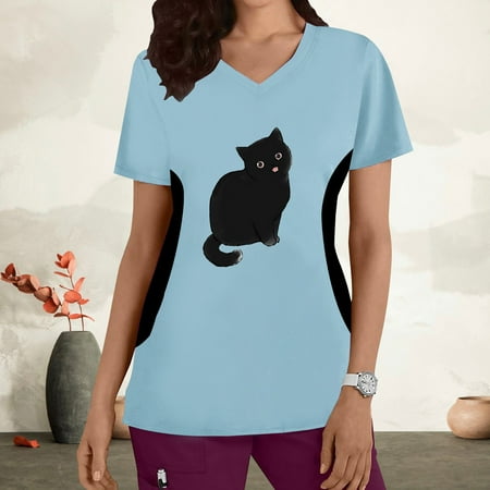 SELONE Scrub Tops Women Plus Size Print Short Sleeve Tops Blouses Regular Fit T Shirts Pullover Tees Tops Cat Print T-Shirts V Neck Tops Casual Blouses With Pockets T Shirts Breathable Blue XL
SELONE Scrub Tops Women Plus Size Print Short Sleeve Tops Blouses Regular Fit T Shirts Pullover Tees Tops Cat Print T-Shirts V Neck Tops Casual Blouses With Pockets T Shirts Breathable Blue XL