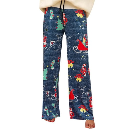 YCCOTO Womens Christmas Xmas Santa Floral Drawstring Palazzo Pajamas Loose Pants Casual Wide Leg High Waist Trousers
YCCOTO Womens Christmas Xmas Santa Floral Drawstring Palazzo Pajamas Loose Pants Casual Wide Leg High Waist Trousers