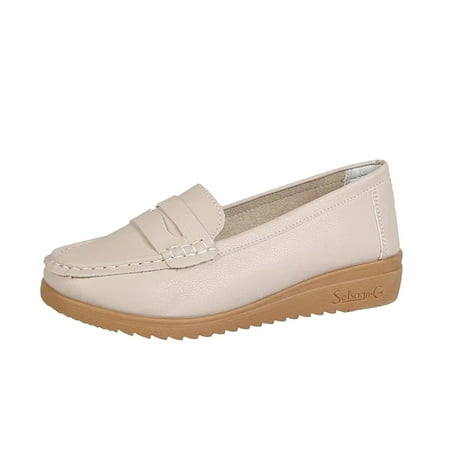 Cathalem Ladies Fashion Solid Color Breathable Leather Flat Casual Single Shoes Beige 37
Cathalem Ladies Fashion Solid Color Breathable Leather Flat Casual Single Shoes Beige 37