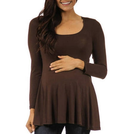 Women s Long-sleeve Scoop Neck Maternity Tunic Top