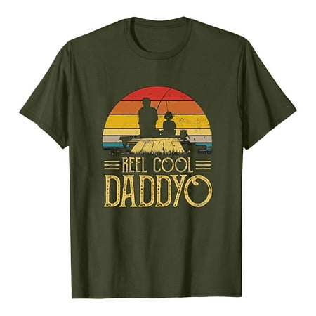 spring tops for women Father s Day T-Shirt Summer Letter Print Short Sleeve Men s Women s Tops Gift For Fahter Round-Neck spring tops for women Army Green M
