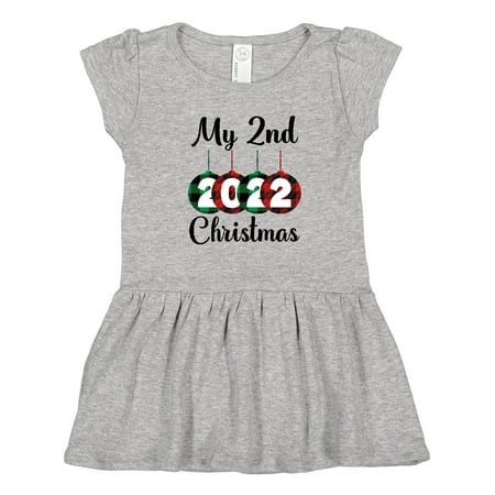 Inktastic My 2nd Christmas 2022 Buffalo Plaid Gift Toddler Girl Dress