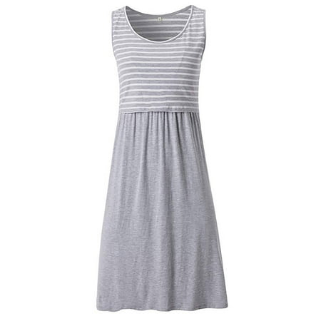 QELUSQELUS Women Breastfeeding Pullover Sleeveless Striped Leisure Maternity Nursing Tank Dress
QELUSQELUS Women Breastfeeding Pullover Sleeveless Striped Leisure Maternity Nursing Tank Dress