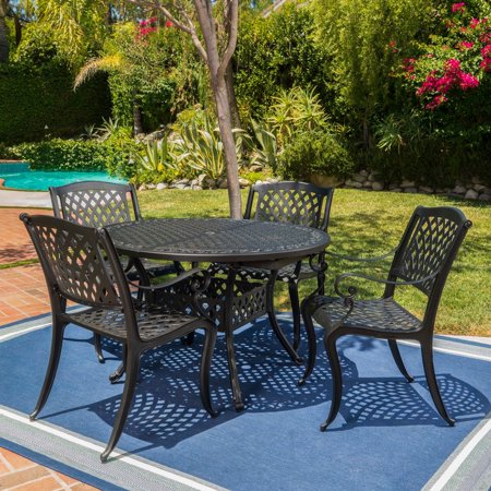 Christopher Knight Home Carysfort Outdoor Round Aluminum Dining Set by