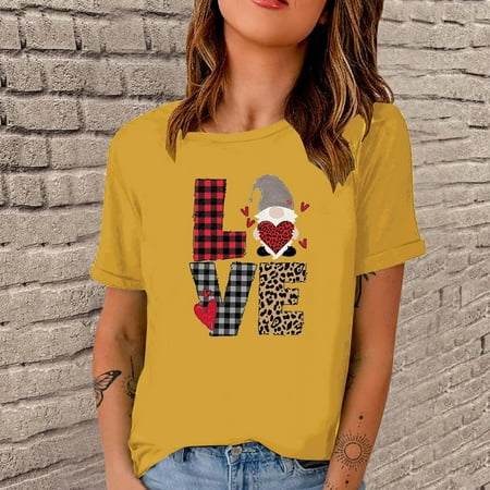 Haykey Shirts For Women Womens Tops Casual Valentine S Day Short Sleeve Digital Printing Round Neck Loose T-Shirt Blouse Tops Corset Yellow
Haykey Shirts For Women Womens Tops Casual Valentine S Day Short Sleeve Digital Printing Round Neck Loose T-Shirt Blouse Tops Corset Yellow