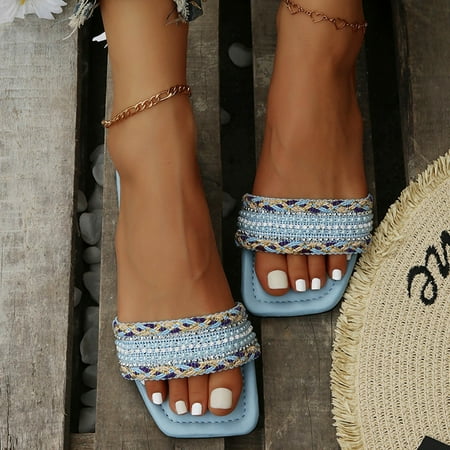 Voncos Slippers for Women- New Fashion And High-end Sense One Flat Sandals And Slippers Clearance Shoes Light Blue 8
Voncos Slippers for Women- New Fashion And High-end Sense One Flat Sandals And Slippers Clearance Shoes Light Blue 8