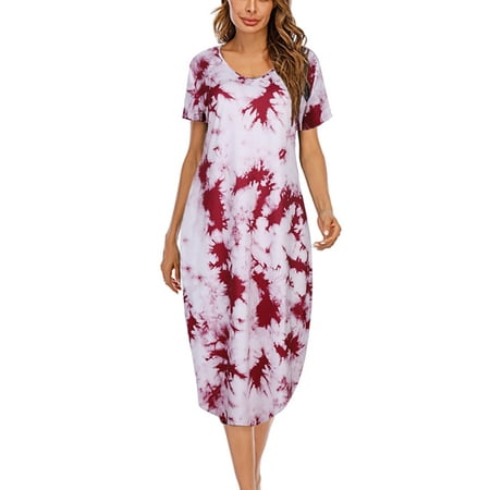Women s Long Nightdress Sleepwear V Neck Ankle-Length Nightgown With 2 Pockets Short Sleeve Sleep Shirt Soft Casual Loose Pajamas Nightshirt Plus Size Loungewear Tie Dye Red S-3XL
Women s Long Nightdress Sleepwear V Neck Ankle-Length Nightgown With 2 Pockets Short Sleeve Sleep Shirt Soft Casual Loose Pajamas Nightshirt Plus Size Loungewear Tie Dye Red S-3XL