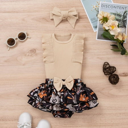 KONBECA Infant Girls Tops Skirt Outfit Sets Toddler Girls Pit-striped Lace Fly-sleeve Romper Floral Culottes Headb Three-piece Little Girls Top Infant Skirt Set Beige (6-9 Months)
KONBECA Infant Girls Tops Skirt Outfit Sets Toddler Girls Pit-striped Lace Fly-sleeve Romper Floral Culottes Headb Three-piece Little Girls Top Infant Skirt Set Beige (6-9 Months)
