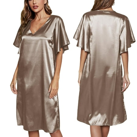 KelaJuan Women Satin Night Dress Solid Color V Neck Short Sleeve Nightgowns Sleep Dress Sleepwear Pajamas
KelaJuan Women Satin Night Dress Solid Color V Neck Short Sleeve Nightgowns Sleep Dress Sleepwear Pajamas