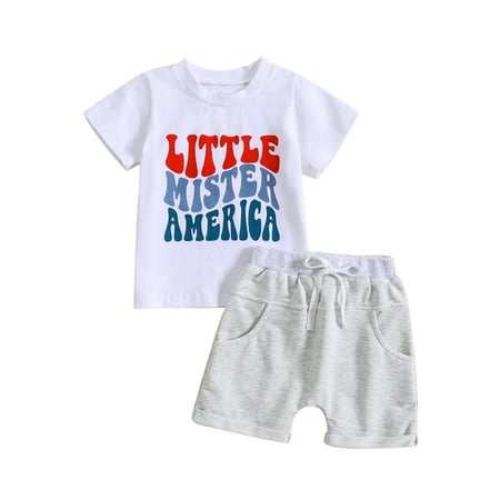 4th of July Toddler Baby Boys Clothes Letter Print Short Sleeve T-Shirts Shorts Set Independence Day Summer Outfits
4th of July Toddler Baby Boys Clothes Letter Print Short Sleeve T-Shirts Shorts Set Independence Day Summer Outfits