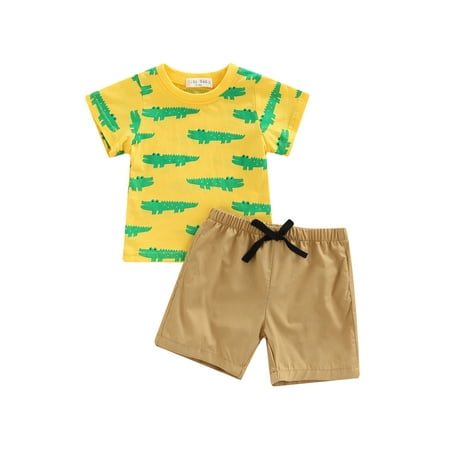 Nokpsedcb Infant Baby Boys 2Pcs Outfits Cartoon Animal Print Short Sleeve T-Shirts Tops + Solid Color Shorts Set Yellow Crocodile 12-18 Months
Nokpsedcb Infant Baby Boys 2Pcs Outfits Cartoon Animal Print Short Sleeve T-Shirts Tops + Solid Color Shorts Set Yellow Crocodile 12-18 Months
