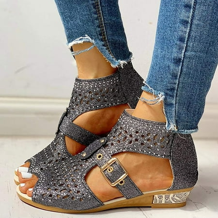 Fidelma Women s sandals High-top Fish Mouth Hollow Female Back Zipper Slope With Rhinestone Shoes Black-36
Fidelma Women s sandals High-top Fish Mouth Hollow Female Back Zipper Slope With Rhinestone Shoes Black-36