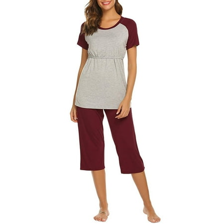 Niuer Women Maternity Pajamas Capri Set Casual Short Sleeve Baseball Shirt and Pants Sleepwear
Niuer Women Maternity Pajamas Capri Set Casual Short Sleeve Baseball Shirt and Pants Sleepwear