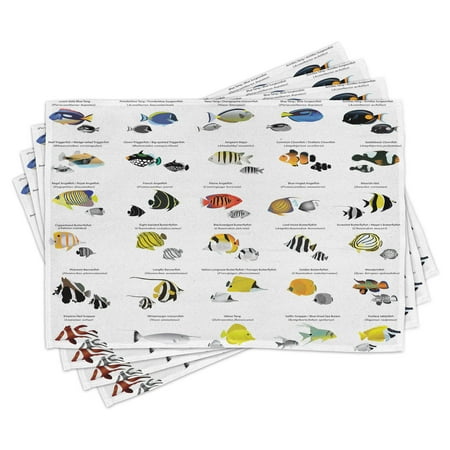 Ocean Placemats Set of 4 Collection of Different Fish Species Underwater Aquatic Educational Picture Washable Fabric Place Mats for Dining Room Kitchen Table Decor Yellow Blue Black by Ambesonne
Ocean Placemats Set of 4 Collection of Different Fish Species Underwater Aquatic Educational Picture Washable Fabric Place Mats for Dining Room Kitchen Table Decor Yellow Blue Black by Ambesonne