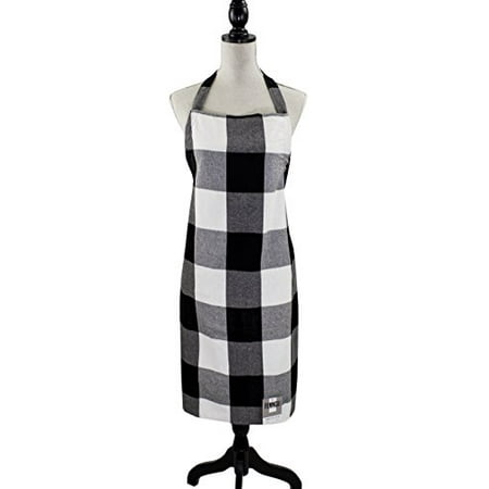 Fennco Styles Black and White Buffalo Check Plaid Cotton Kitchen Home Apron