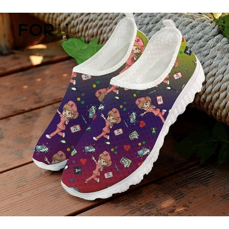 FORUDESIGNS Gradient Style Women Nurse Design Pattern Flats Shoes Casual Sneakers Summer Ladies Air Mesh Breathable Loafers 2024
FORUDESIGNS Gradient Style Women Nurse Design Pattern Flats Shoes Casual Sneakers Summer Ladies Air Mesh Breathable Loafers 2024