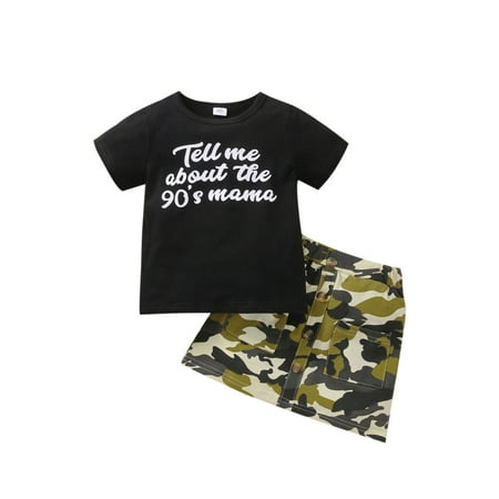 One Opening Kids Baby Girls Sets Outfits Short Sleeve T-shirt Tops Skirt Set