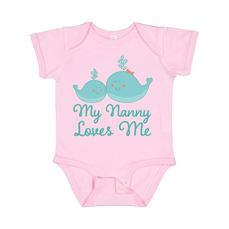 Inktastic Nanny Loves Me Grandchild Whale Gift Baby Boy or Baby Girl Bodysuit