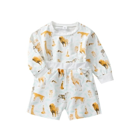 Spring Fall Kids Girls Boys Clothes Sets Cartoon Print Long Sleeve Pullover Tops Shorts Outfit 2PCs
Spring Fall Kids Girls Boys Clothes Sets Cartoon Print Long Sleeve Pullover Tops Shorts Outfit 2PCs