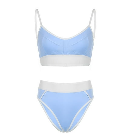 Lingerie Sets Womens Push Up Contrast Adjustable Shoulder Strap V Neck Briefs Sports Matching Bra and Panty Sets Plus Size Blue M
Lingerie Sets Womens Push Up Contrast Adjustable Shoulder Strap V Neck Briefs Sports Matching Bra and Panty Sets Plus Size Blue M