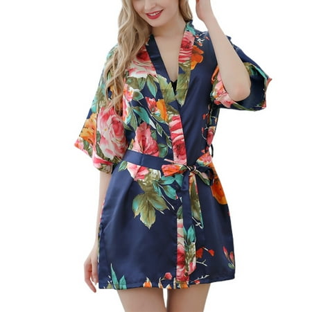 Homgro Women s Summer Kimono Robe Short Pjs Satin Bride Soft Floral Printed V Neck Silky Bathrobe Navy Small
Homgro Women s Summer Kimono Robe Short Pjs Satin Bride Soft Floral Printed V Neck Silky Bathrobe Navy Small