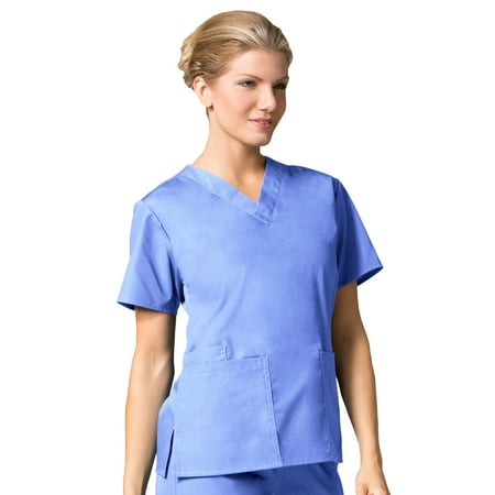 core by maevn women s v-neck solid scrub top