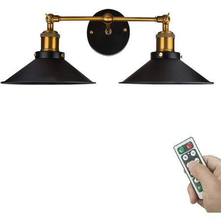 FSLiving Double Lights 100 Lumens Led Remote Control Battery Run Cordless Lamp Not Hardwired Industrial Style Black Wall Sconce for Aisle Bedroom-Easy Installation Dimmer Battery Not Included
FSLiving Double Lights 100 Lumens Led Remote Control Battery Run Cordless Lamp Not Hardwired Industrial Style Black Wall Sconce for Aisle Bedroom-Easy Installation Dimmer Battery Not Included