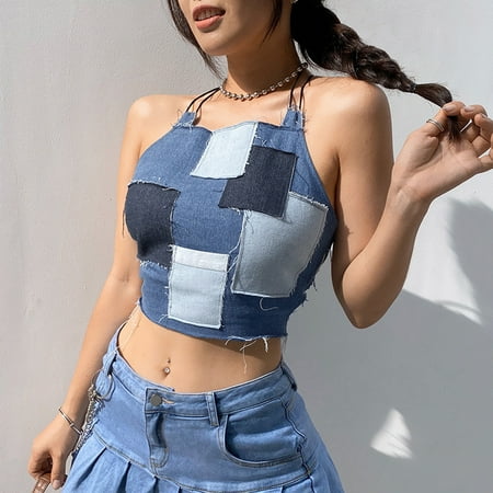 Women s Tanks Camis Women s Halter Strap Stitching Contrast Color Halter Denim Vest
Women s Tanks Camis Women s Halter Strap Stitching Contrast Color Halter Denim Vest