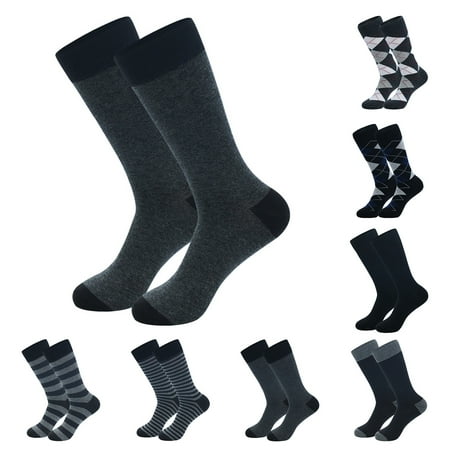 Biplut 1 Pair Mid Calf Socks Striped Thickened Non-slip Comfortable Stretchy Cold Resistant Cotton Autumn Winter Men Business Socks for Everyday Life