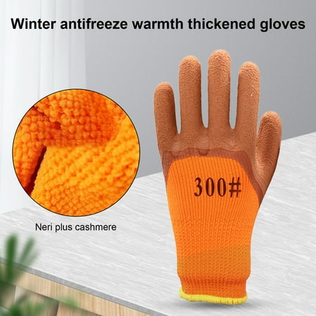 Coated Winter Work Gloves Latex Coated Palm Thermal Fleece Lining