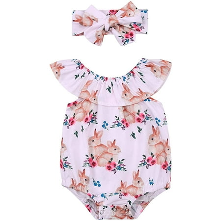 Newborn Baby Girls Boys Bodysuits Easter Rabbit Printing Ruffled Collar Short Sleeve Jumpsuits Hair Band 2pcs
Newborn Baby Girls Boys Bodysuits Easter Rabbit Printing Ruffled Collar Short Sleeve Jumpsuits Hair Band 2pcs