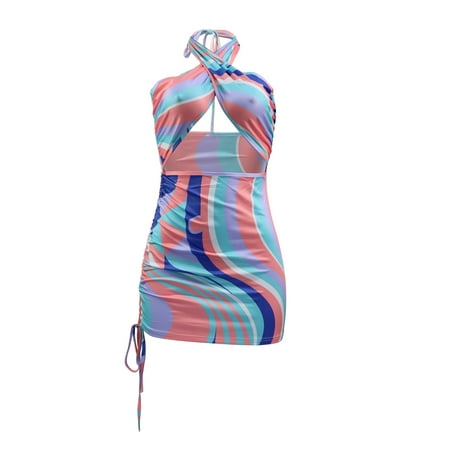 Franhais Female Dress Summer Striped Halter Neck Sleeveless Hollow Out One-Piece for Women S/M/L/XL/XXL
Franhais Female Dress Summer Striped Halter Neck Sleeveless Hollow Out One-Piece for Women S/M/L/XL/XXL