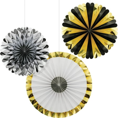Paper Fans 16 12 10 Foil Pack of 3