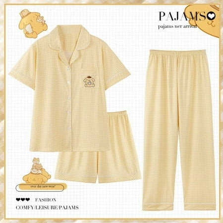Sanrio Hello Kitty Kuromi Pochacco Pajama Three Piece Set Kawaii Anime Cardigan Shorts Pants Home Clothes Couple Suit Girl Gifts
Sanrio Hello Kitty Kuromi Pochacco Pajama Three Piece Set Kawaii Anime Cardigan Shorts Pants Home Clothes Couple Suit Girl Gifts