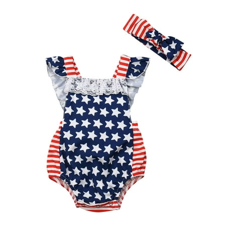 Yinyinxull Baby Girls 4th of July Outfits Ruffled Lace Romper American Flag Striped Jumpsuit Headband Clothes Set Blue 6-12 Months
Yinyinxull Baby Girls 4th of July Outfits Ruffled Lace Romper American Flag Striped Jumpsuit Headband Clothes Set Blue 6-12 Months