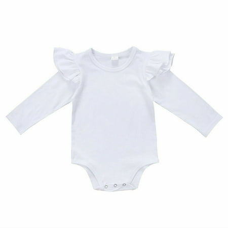 Huyghdfb Girl s Solid One-piece Romper Fly Sleeve Triangle Crotch Bodysuit