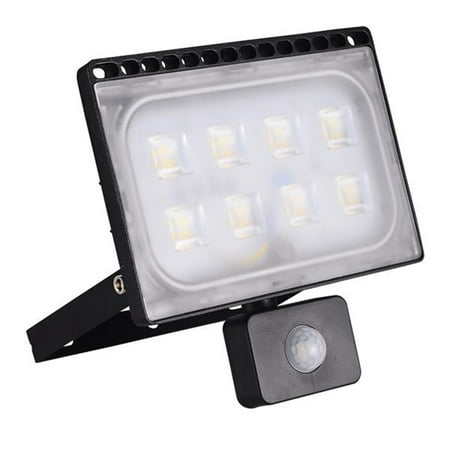 Mgaxyff 50W LED Flood Light Ultrathin Warm White with PIR Motion Sensor 110V, Spotlight, Garden Flood Light