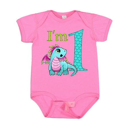 Inktastic Blue and Pink Baby Dragon First Birthday Gift Baby Boy or Baby Girl Bodysuit