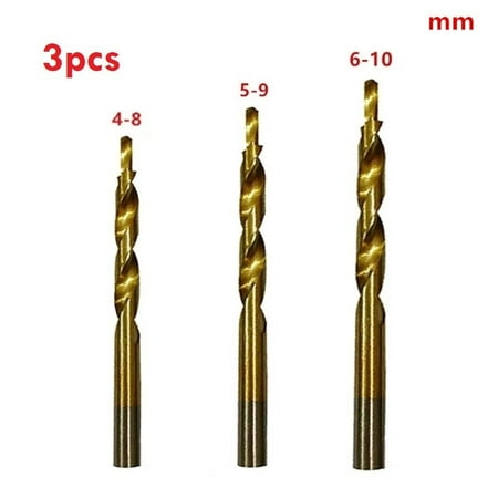 3pcs Titanium-Plated Step Drill Bit For Woodworking Pocket Hole Jig 8-4/9-5/10-6mm
3pcs Titanium-Plated Step Drill Bit For Woodworking Pocket Hole Jig 8-4/9-5/10-6mm