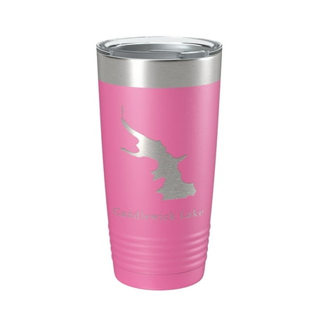 Candlewick Lake Map Tumbler Travel Mug Insulated Laser Engraved Coffee Cup Illinois 20 oz Pink