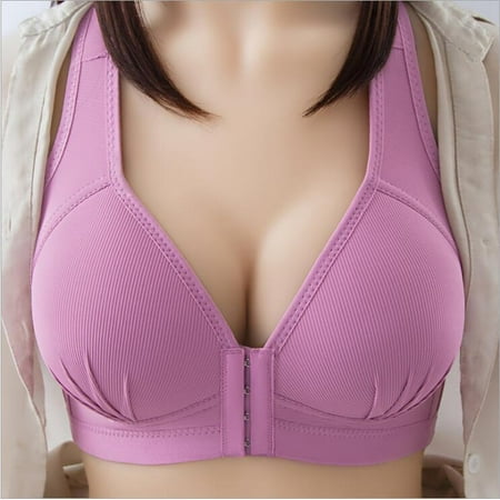 

Plus Size Push Up Bra Front Closure Solid Color Brassiere Bra 36-46 Wireless for Women Plus Size Push Up Bra Front Closure Solid Color Brassiere Bra Wireless Underwear 36-46 42 Purplish Red