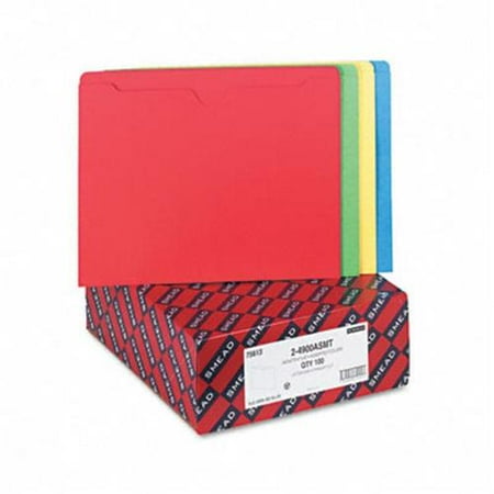 Smead 75613 File Jackets with Double-Ply Tab Ltr BL/GR/Red/YW 100/bx