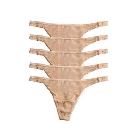 Felina | So Smooth Modal Low Rise Thong | Panties | 5 Pack (Fawn Small)