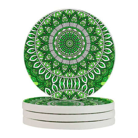 Circular Drink Coasters Set Green Mandala Seamless Pattern Beautiful Home Decor Diatomite Heat-Resistant Diatomite Protect Table Countertop
Circular Drink Coasters Set Green Mandala Seamless Pattern Beautiful Home Decor Diatomite Heat-Resistant Diatomite Protect Table Countertop
